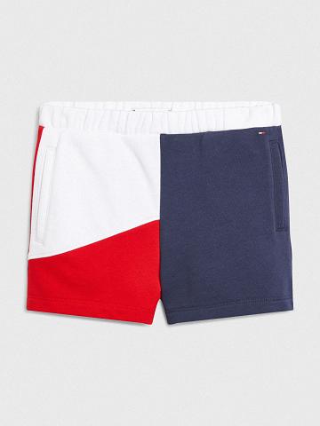 Lány Tommy Hilfiger Colorblock sweatshort Rövidnadrág Kék | HU 1837AHK